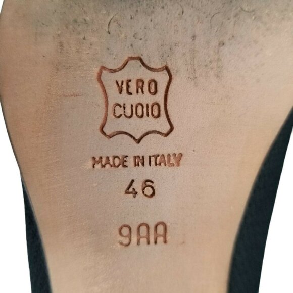 Via Spiga Women's Black Italian Square Toe Slip On Pump Block Heels Size 9 AA - Picture 10 of 11